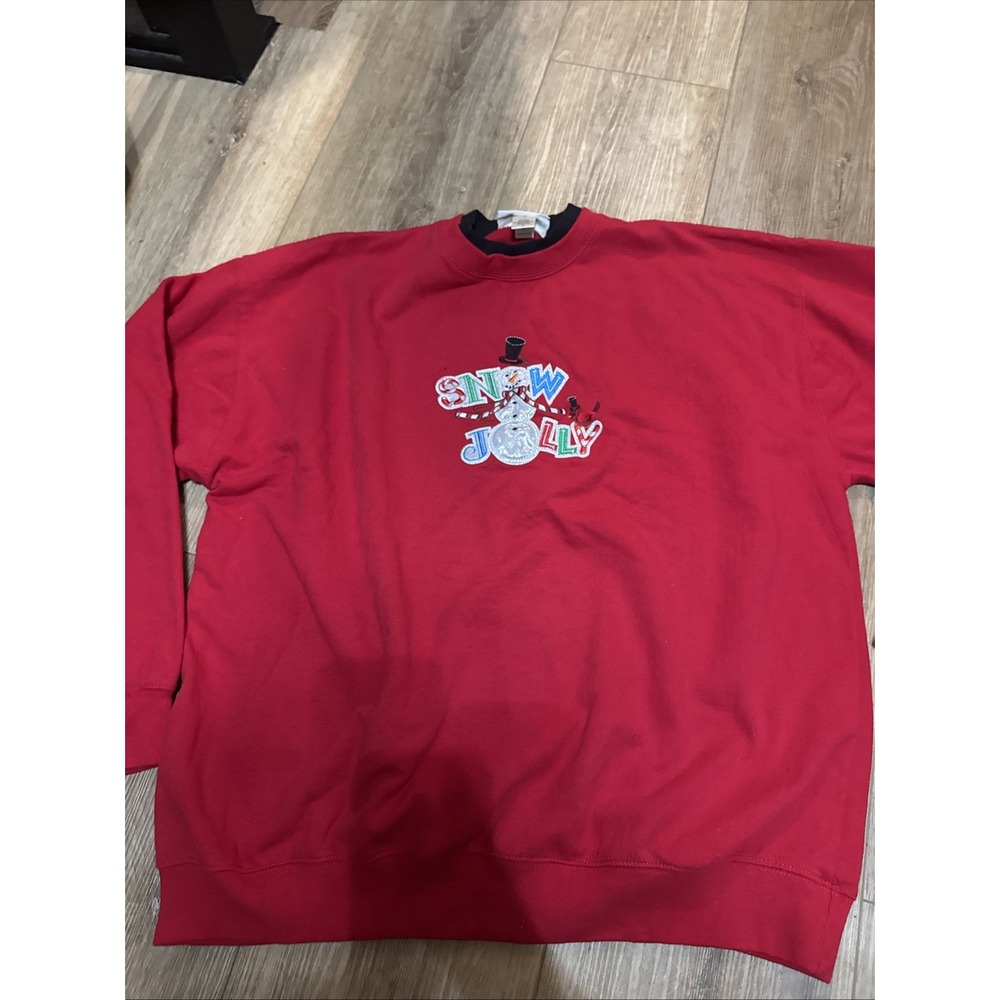 M&C Sportswear Sweatshirt Size 2xl Red‎ Snow Jolly Snowman Holiday,vintage